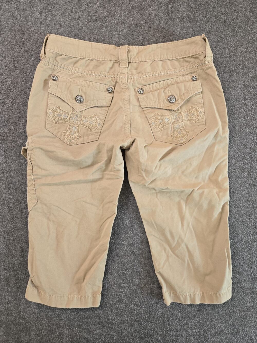 Miss Me By Buckle Cargo Khaki Capri Pants Womans Sz 27 Utility Gorpcore Festival